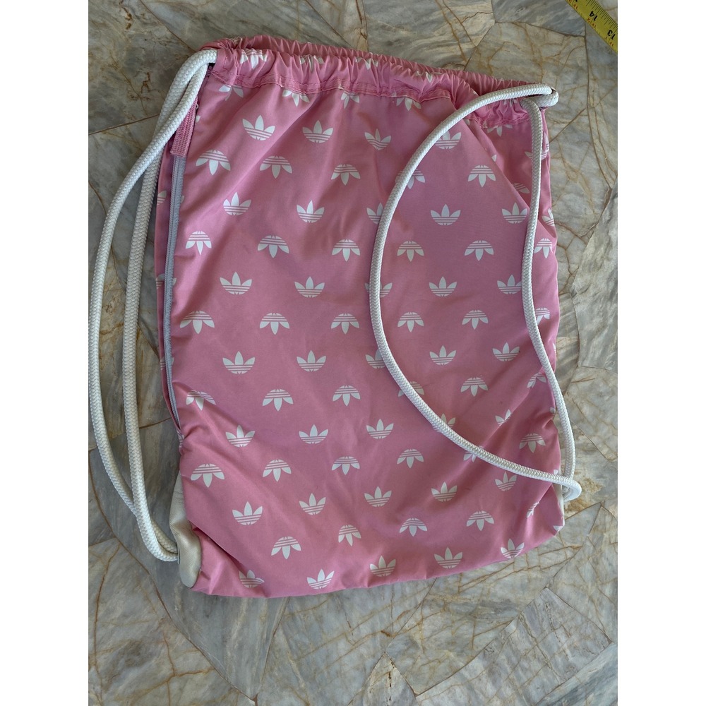 Adidas Originals Pink Trefoil Monogram Drawstring Cinch Backpack Bag B172 043516 - Picture 4 of 11
